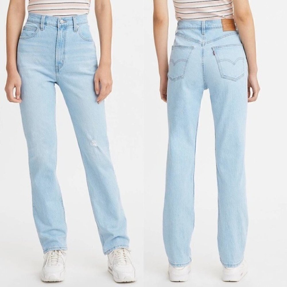 NWT Levis 70's Jeans Size 31 High Rise Slim Straight Leg Light Blue Wash